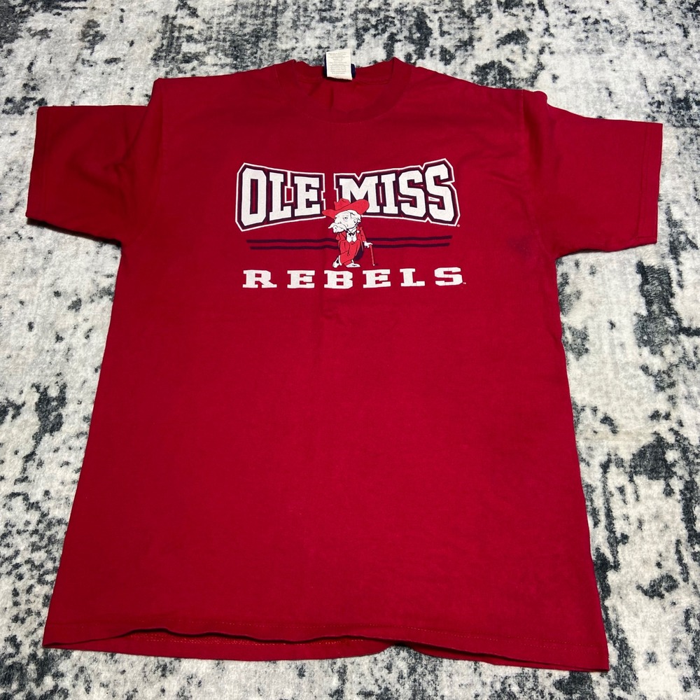 AS Sports Ole Miss Rebels T-Shirt Mens Medium Red Colonel Reb NCAA College Tee